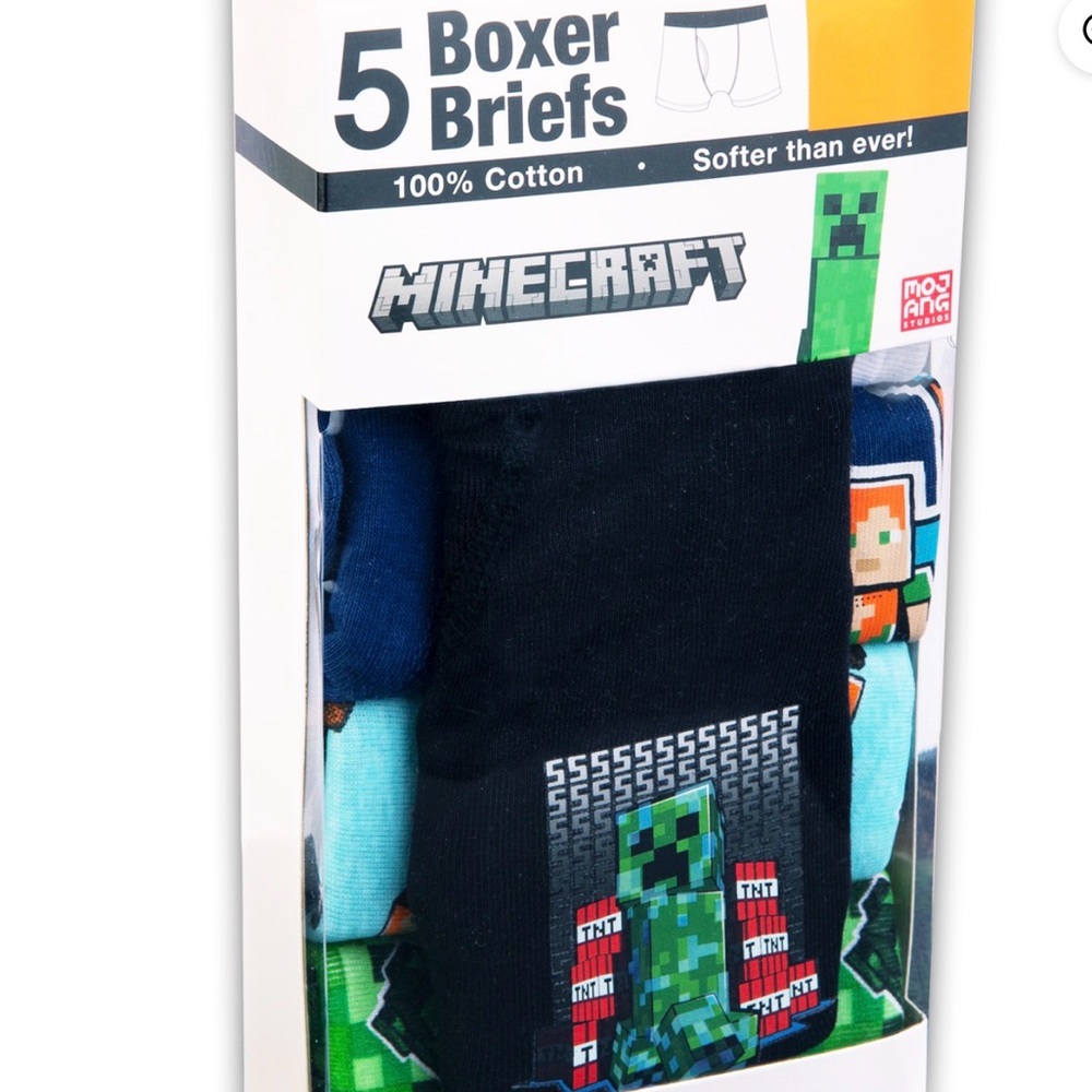 NWT Size 4 Minecraft Boys Boxer Briefs - 5 Pack